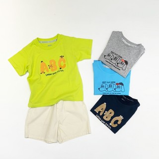 【ERSS】童裝 兒童 熊 英文 短袖上衣 動物 夏天服飾 純棉 t恤 綠色上衣【 K704198】