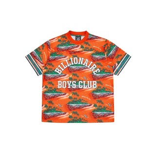 BILLIONAIRE BOYS CLUB TROPICAL ISLAND PRINT FOOTBALL TOP 短袖球