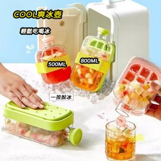 Cool爽冰壺 夏日冰壺 冰塊壺 製冰水壺 按壓式製冰盒 冰塊水壺 製冰水杯 吸管冰壺