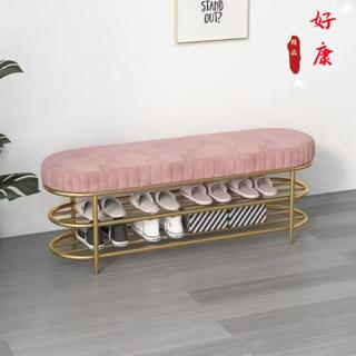 ❤️免運 穿鞋椅 收納椅 床尾椅 北歐輕奢鐵藝鞋凳 換鞋凳 穿鞋凳 鞋櫃 玄關凳 床尾凳 進門沙發凳子 雙層鞋架