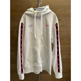 【雪若精品小舖】全新荷蘭購NIKE白色長袖連帽運動外套（L)