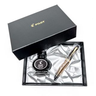 ＝小品雅集＝日本 PILOT 百樂 Custom 823 負壓上墨 鋼筆 墨水禮盒組（透咖啡）