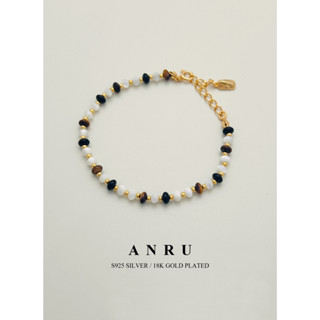 ｜ANRU 石耀｜純銀虎眼石手鍊 ｜S925 18K金色 天然珍珠 手鍊 手環 Pearl Bracelet