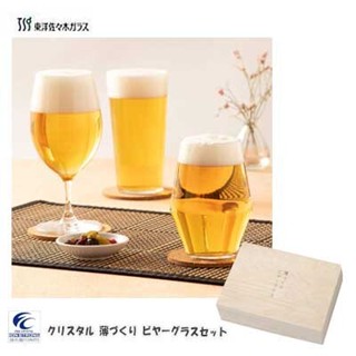 【預購】《初心》 | 日本製【東洋佐佐木】Toyo Sasaki 薄型啤酒杯 玻璃杯 三入套組 木盒裝