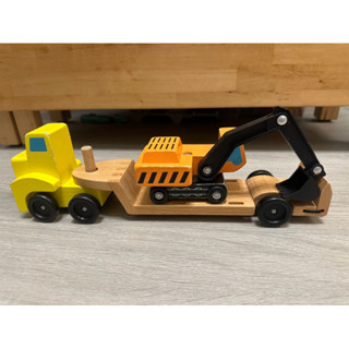 二手✨美國瑪莉莎 Melissa & Doug 原木交通工具 木製挖土機& 木製吊車