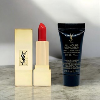 [✨即期特惠組合]YSL 聖羅蘭 #01 奢華緞面唇膏+#LN4 恆久完美無瑕持妝粉底[臺灣專櫃公司貨]