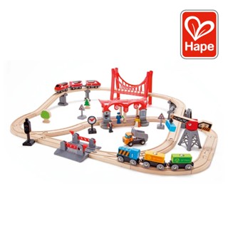 德國Hape 忙碌的城市軌道火車組(益智玩具/彌月禮/生日禮/城市軌道火車組/學齡前早教玩具/兒童安全玩具/軌道玩具)