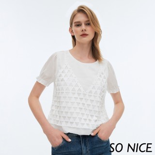 SO NICE【特惠】拼接蕾絲小背心上衣｜都會時尚女裝【73331006】