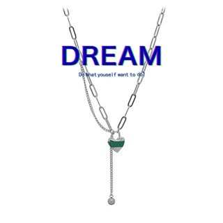 【DREAM】【冷淡綠愛心】【原創飾品】【項鍊】醫療鋼/不過敏不掉 鎖骨超明顯