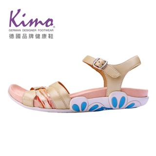 【Kimo】奢華珠光山羊皮交叉涼鞋 女鞋 (淺米黃 KBESF041225)