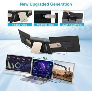 OFIYAA S6 15.6' 三屏筆記本電腦螢幕延長器 FHD 1080P IPS 可拆卸螢幕旅行顯示器筆記本電腦螢幕