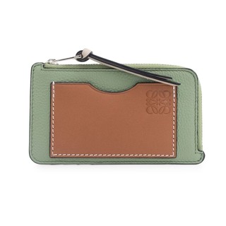 【LOEWE 羅威】LOEWE 粒面小牛皮拼色卡方卡套/鑰匙包