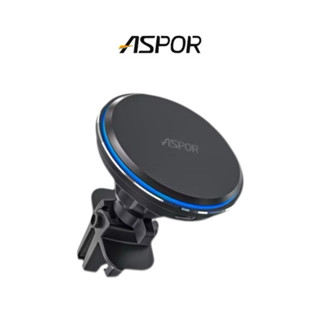 【ASPOR】車載磁吸無線充 冰晶藍氛圍燈 Magsafe 15W CW-08 車載支架 磁吸支架 車用磁吸架