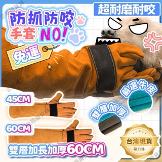 免運🚚臺灣現貨🔔防咬手套 雙層加厚牛皮製 加長耐磨不開線 寵物手套 抓貓手套 防狗咬手套 防咬 防抓傷 防貓抓手套