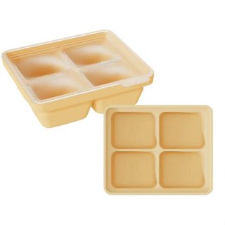 韓國MOYUUM白金矽膠副食品分裝盒4格(MMUM1060935奶油黃) 390元
