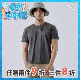 ADISI 男緹花洞洞圓領排汗抑菌消臭圖騰上衣 AL2411059 深灰 (M-3XL)｜透氣 吸濕排汗 快乾 排汗衣