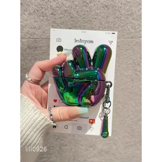 炫彩鐳射卡拉OK比耶Airpods4耳機保護殼AirPodsPro2耳機套適用蘋果無線藍芽1/2/3代防摔保護套少女心