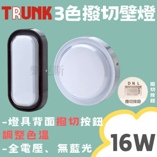 樂克斯 LED 壯格 16W 壁燈 三色撥切 橢圓款 圓形 吸頂燈 無藍光 無紫外線 全電壓 樓梯燈 廁所燈 陽臺燈