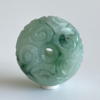 【採霏】天然緬甸玉A貨 翡翠 冰糯種綠飄花仿古雕平安扣