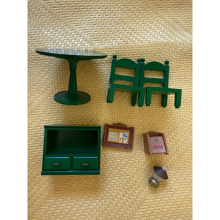 sylvanian families 森林家族 綠傢俱 餐桌 椅子 櫃子 檯燈 畫 相框