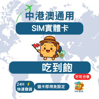 【旅匣 Via-Box】中港澳通用網絡卡 中港澳通用5G/4G高速上網 隨插即用 中港澳通用SIM卡 吃到飽不降速不可分享