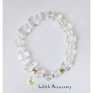 Lilith Accessory 天然水晶 白水晶 方糖 粉晶 海藍寶 水晶 蝴蝶結 手鍊 手環 禮物