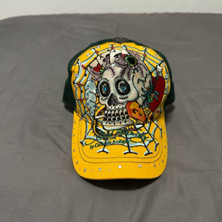 Ed hardy edhardy y2k 骷髏 帽 帽子 網帽 老帽 卡車帽 刺繡 刺青 復古 vintage 克羅心