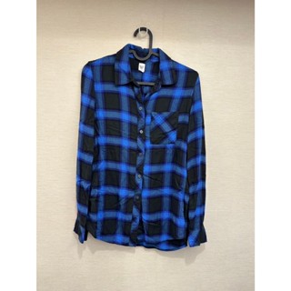<二手> Gap 藍黑法蘭絨格紋襯衫 size XXS