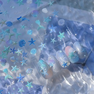 tomoni夏日海星美甲貼紙 海洋珍珠貝殼 美人魚 美甲背膠貼紙 美甲飾品 美甲diy 背膠指甲貼4097