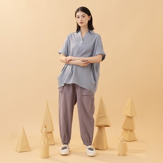 【MOSS CLUB】摺子設計口袋錐形長褲 藍 咖 灰