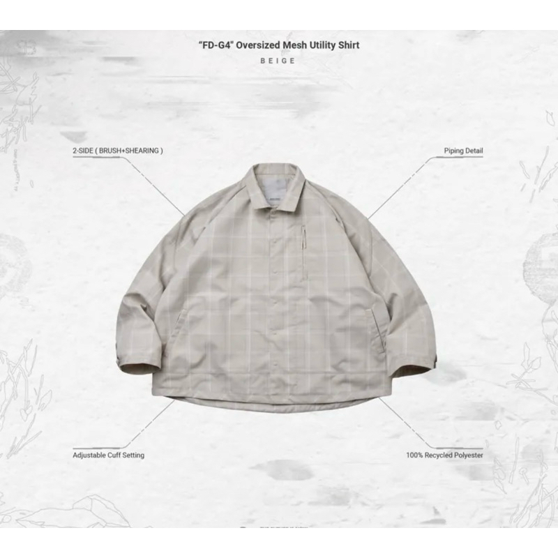 “FD-G4" Oversized Mesh Utility Shirt - Beige
