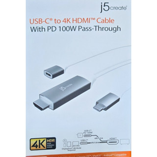 全新盒裝 j5create USB-C轉4K HDMI轉接線-USB-C充電版 1.8米 JCC155G