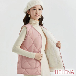 【Helena】圓領加絨加厚保暖馬甲 外搭背心外套 大尺碼馬甲 馬甲外套 大口袋 秋冬季 背心女 女裝【A2237】