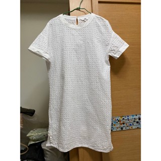 uniqlo 簡約知性氣質滿版洞洞短袖長版上衣/洋裝