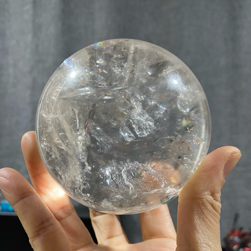 天然礦石水晶 白水晶球8.65公分