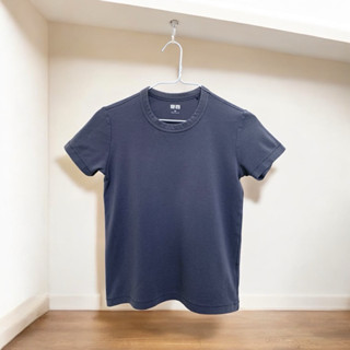 ［二手正品］UNIQLO 棉質上衣 短袖T恤 棉質T恤 素面T恤 圓領T恤 休閒短袖上衣 (藕灰色）