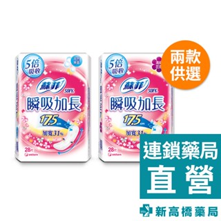 SOFY蘇菲 彈力貼身 瞬吸加長超薄護墊(17.5cm) 無香／花香 28片入【新高橋藥局】2款供選｜生理用品 護墊
