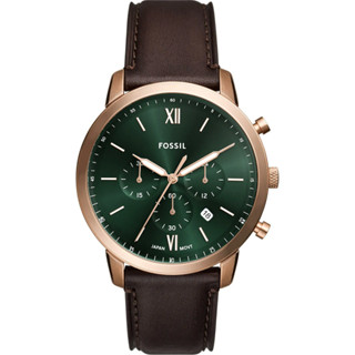 FOSSIL Neutra 雅仕三眼計時手錶 棕色真皮錶帶 44MM (FS6073)