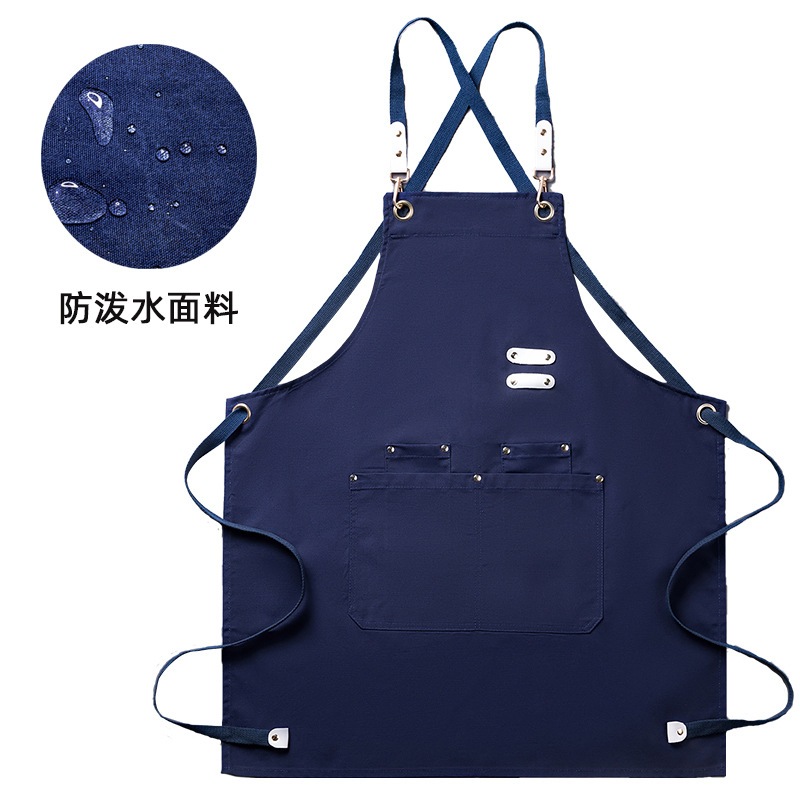 工裝 圍裙 素面 帆布 防潑水 耐磨 耐髒 家用 廚房 煮飯 工作服 制服 雙肩帶 圍裙 飲料店 工藝品店 手作