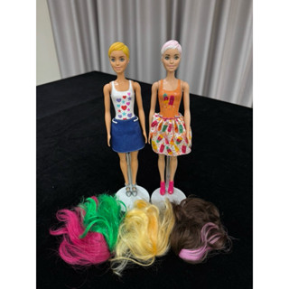 二手正版 美泰兒2019年Color Reveal變色芭比娃娃 含彩虹假髮 兩款合售 N35HF Barbie