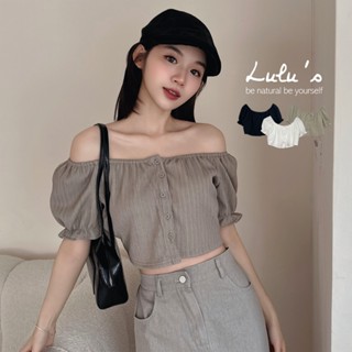 LULUS/一字領泡泡袖壓紋短版上衣３色【A01250041】平口 公主袖 250305