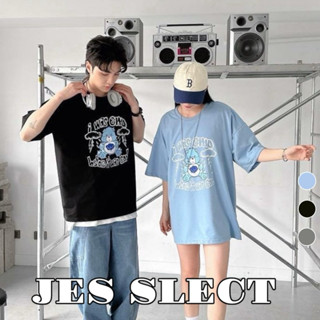 【JES】 韓國 質感 手繪感 可愛 閃電 小熊 公仔 印花 親膚 透氣 百搭 潮流 情侶 短袖 寬鬆 上衣 短T