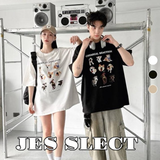【JES】 韓國 質感 可愛 小狗 狗狗 圖鑑 貼圖 印花 親膚 透氣 百搭 潮流 情侶 寬鬆 短袖 上衣 短T