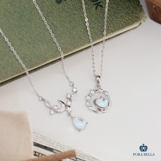 <Porabella>925純銀水滴月光石項鍊 夢幻水晶球項鍊 小眾ins 高階感百搭飾品 招桃花項鍊 Necklace