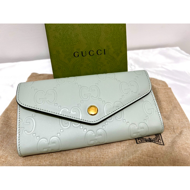 GUCCI 女用 長夾 湖水綠