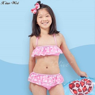 ☆小薇的店☆蘋果牌 【可愛小白兔卡通圖 】女童二件式比基尼泳裝特價756元NO.113601(4-8)