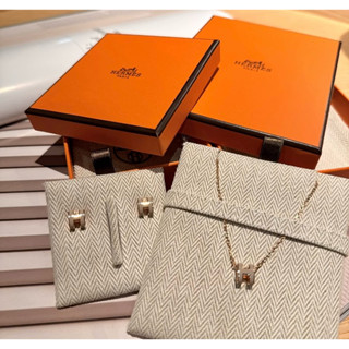 全新Hermes mini pop h 耳釘 耳環（奶茶/玫瑰金）臺灣購證