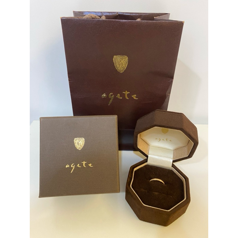 Agete 18K 0.05 戒指  鑽石線戒