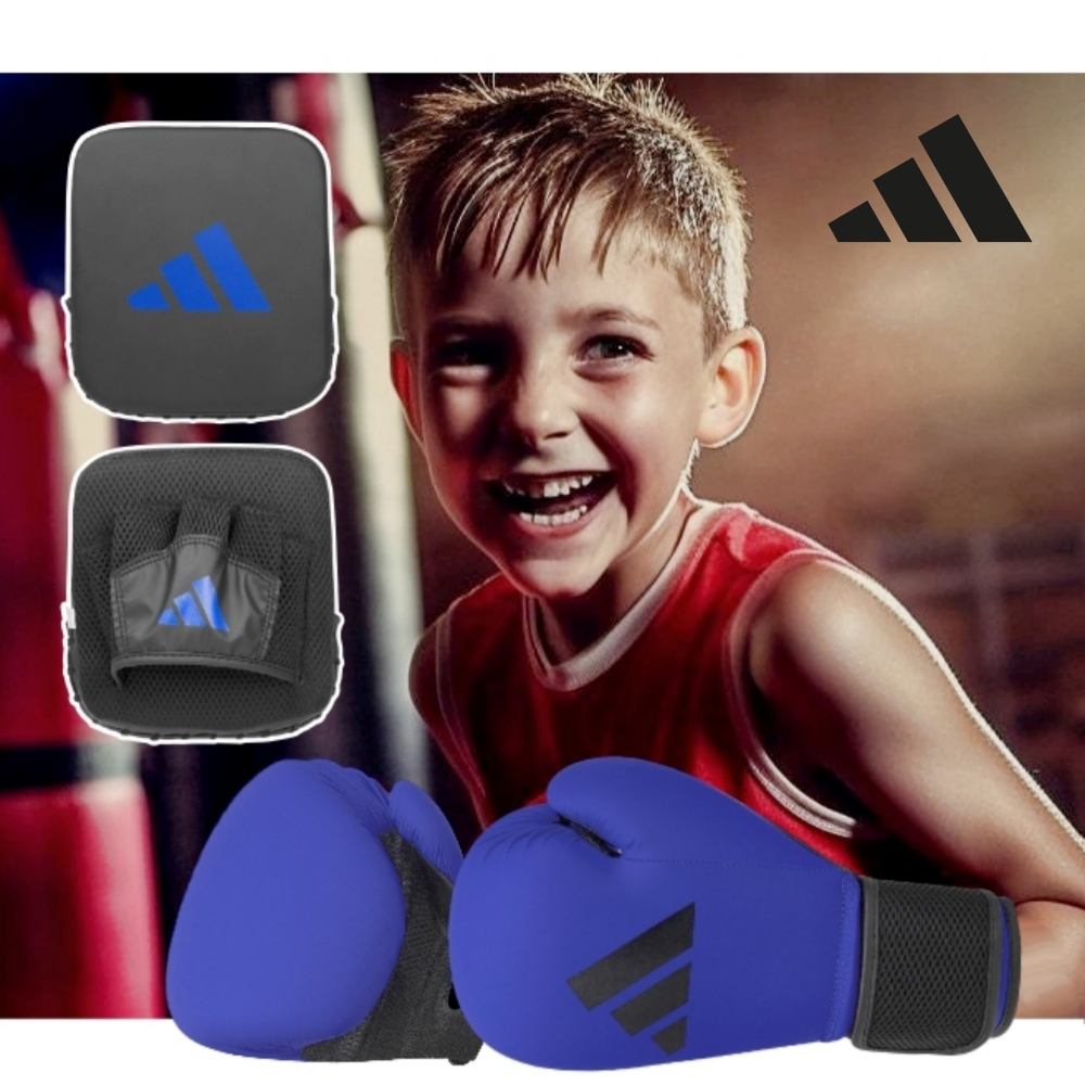 【adidas 愛迪達】Youth Kit 兒童拳擊組 拳擊手套+訓練手靶(體能發展 專注力 協調性 耐力)