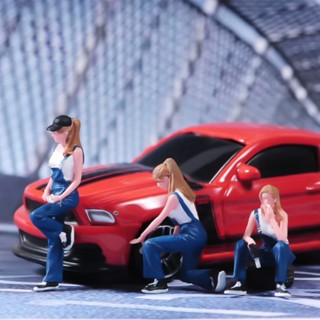 《64SHOP》ANT｜修車女孩三人套組｜女技師 女維修員｜1/64比例模型人偶 場景